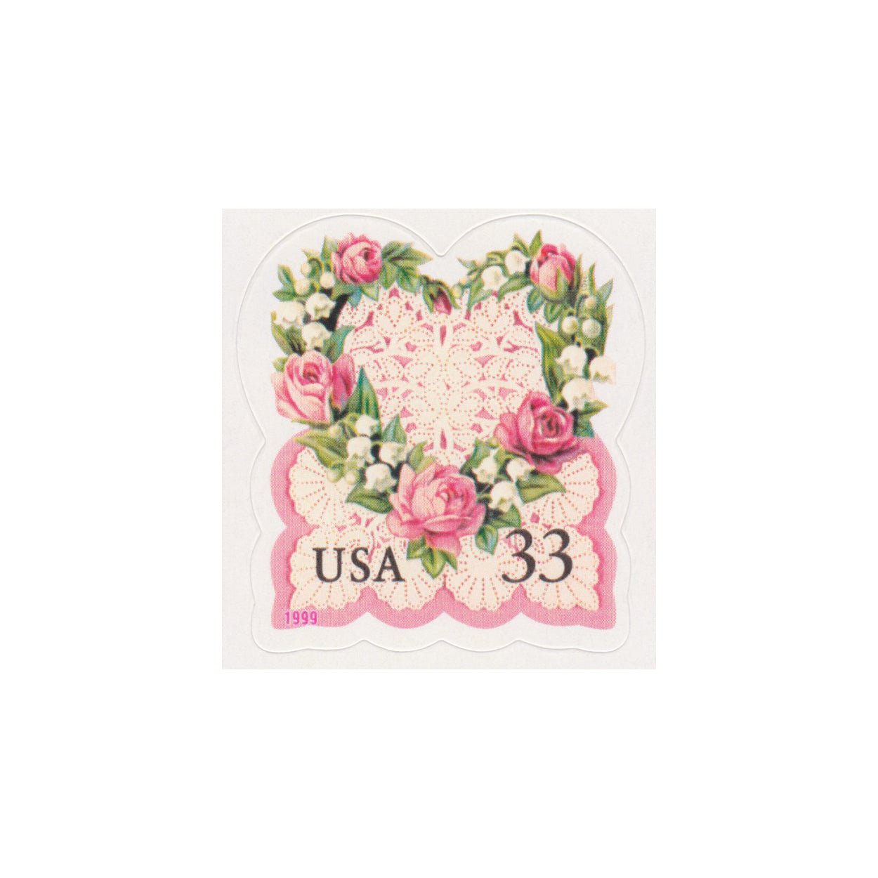 1999 33c Victorian Flower Heart and Lace